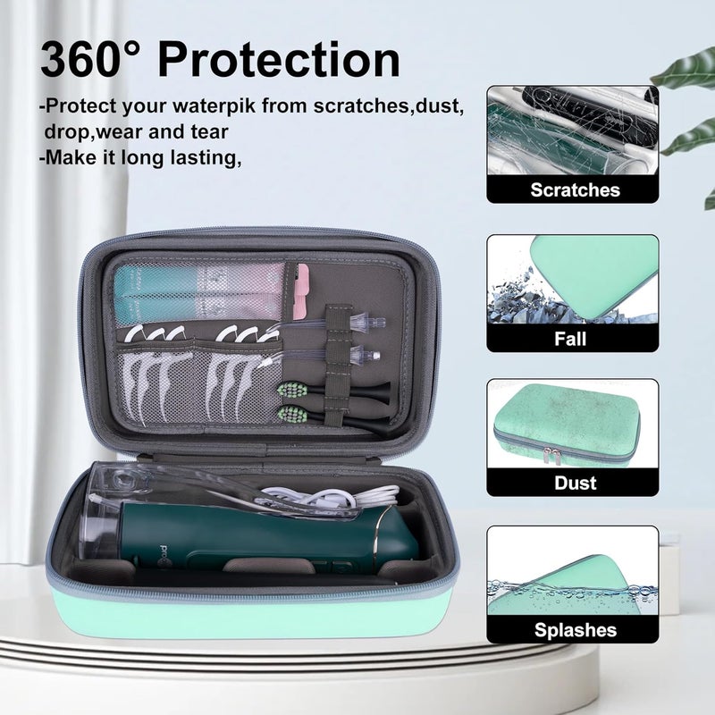 SMYV Water Flosser Travel Case, Portable Dental Oral Irrigator Travel Organizer, Hard Eva Storage Bag for Flosser, Electric Toothbrush, Toothpaset and Irrigator Accessories (Case Only) - Green - Image 3